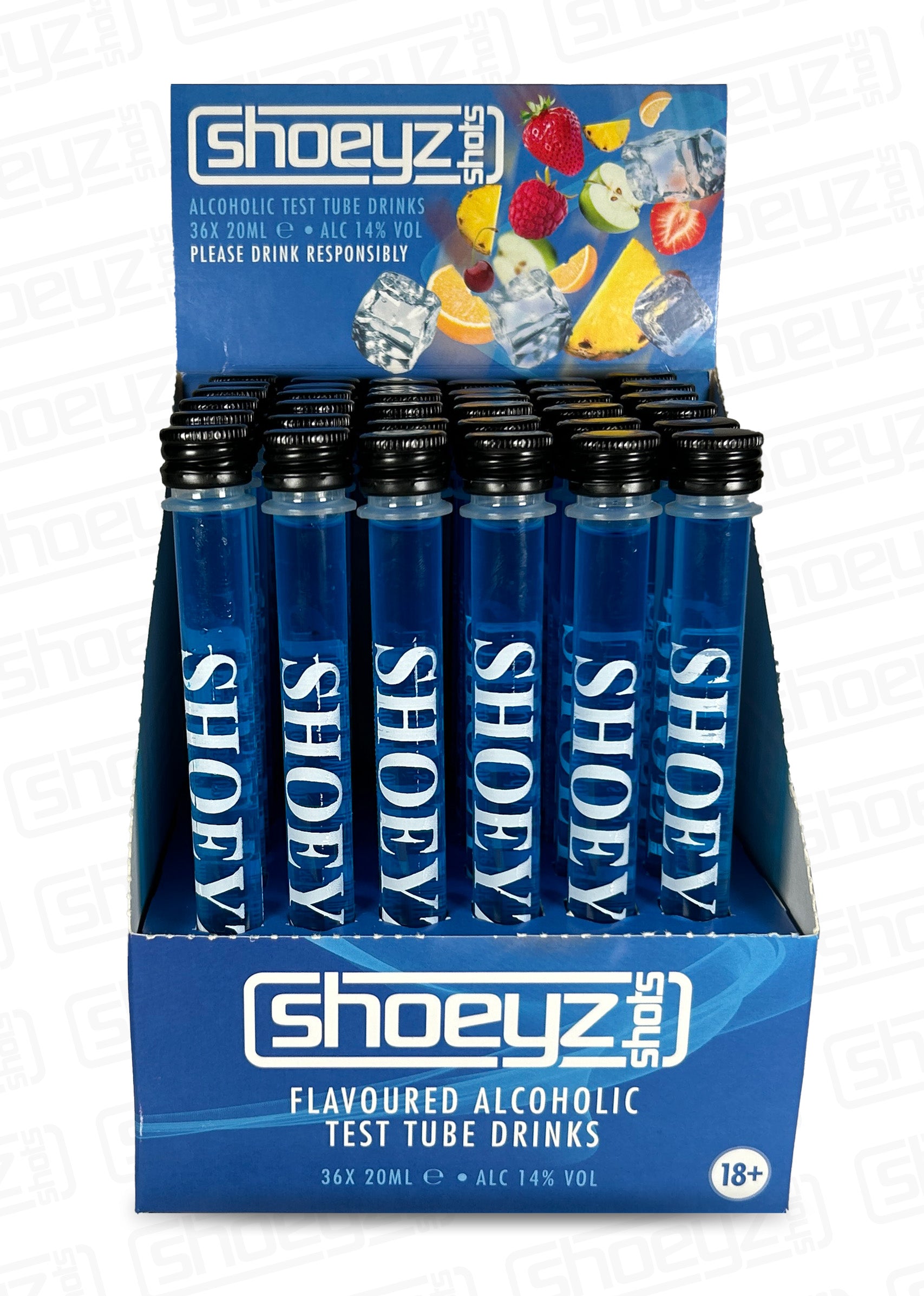 Vodka Based Blue Raspberry Flavour 36 Box – Shoeyz Shots